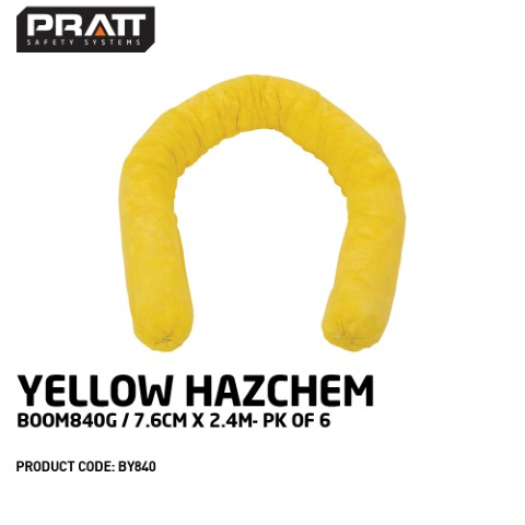 PRATT YELLOW HAZCHEM BOOM 840G - 7.6CM X 2.4M PACK OF 6